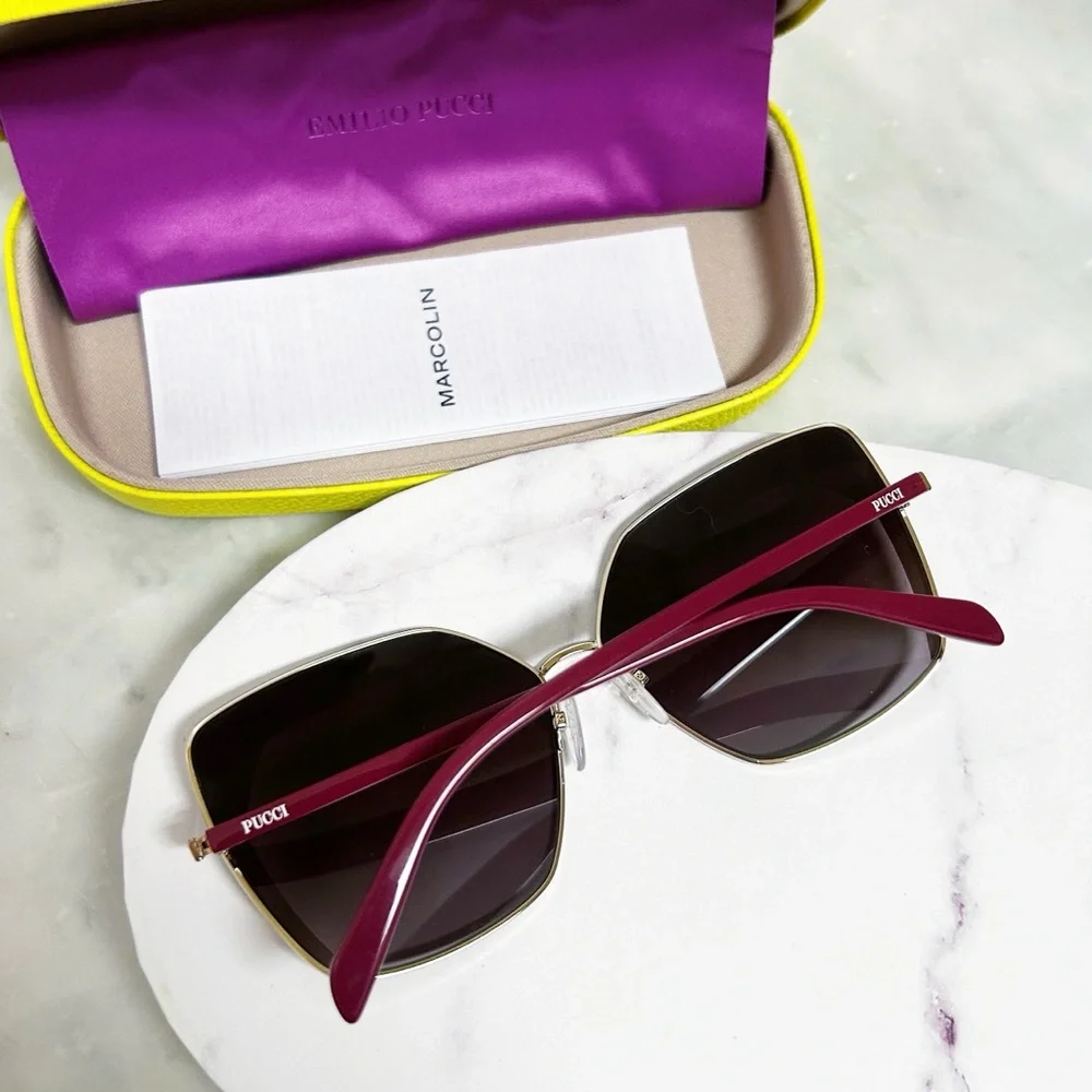 Authentic Emilio Pucci EP 0103 68T Womens Geometric Square Sunglasses